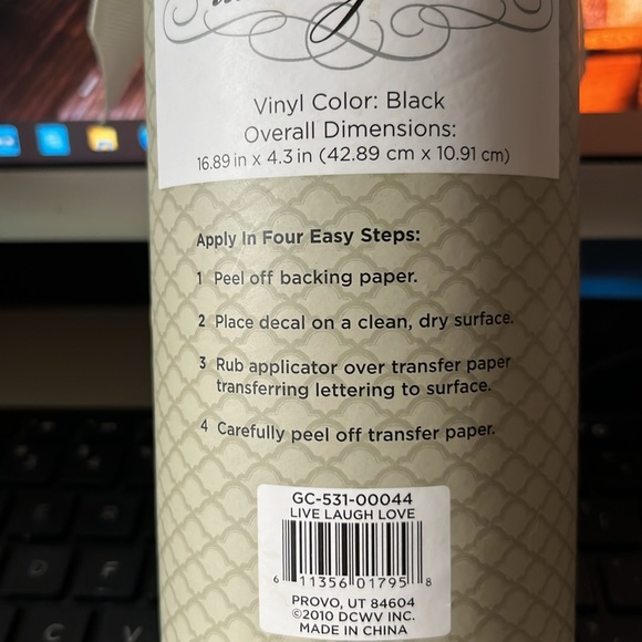 Live laugh love. Vinyl wall quote in black peel and stick Easy on and removable - Picture 5 of 6